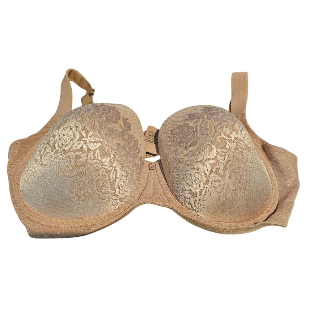 Soma Bra 34DDD Stunning Support Full Coverage Bra Lace Tan Nude Beige 031703
